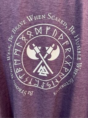 Purple Graphic Women's T-Shirt with Viking Axe Design
